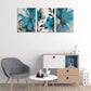 Flowers Poster Prints Wall Art Retro Abstract Floral Canvas Picture Wall Decor Painting Modern Artwork Wall Decoration for Bedroom Living Room Framed 12 X 16 X 3 Pieces, 12 X 16 Inch, Blue