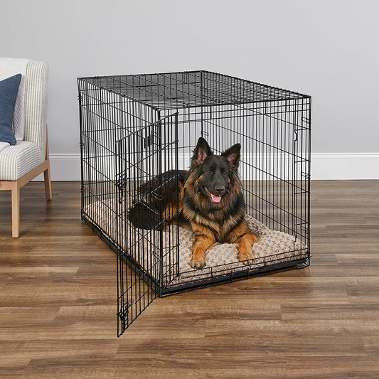 Newly Enhanced Single & Double Door Icrate Dog Crate, Includes Leak-Proof Pan, Floor Protecting Feet, Divider Panel & New Patented Features