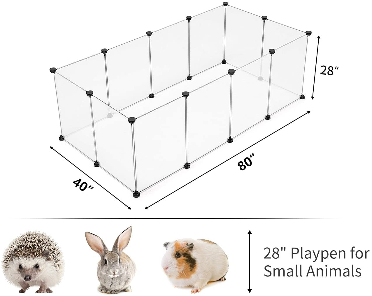 Pet Playpen, Portable Large Plastic Yard Fence Small Animals, Puppy Kennel Crate Fence Tent, 28 X 20 Inch, White, 12 Panels