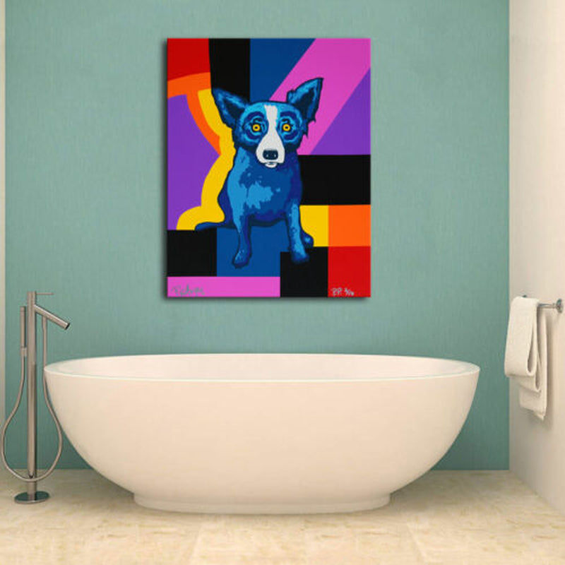 Blue Dog Home Wall Art Decor Animals Poster Print on Canvas 16X20