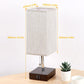 Bedside Table Lamp - Pull Chain Table Lamp with 2 USB Charging Ports, Solid Bedroom Lamps with Gray Fabric Shade Nightstand Light for Living Room, Office, Reading (LED Bulb Included)