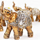 Set of 7 Lovely Lucky Elephants Statues Feng Shui Figurine Home Decor Housewarming Birthday Display Stands (Brass)