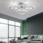 Deckrico Modern Crystal Chandelier Flush Mount Stainless Steel Pendant Ceiling Lamp 3-Rings round LED Light Fixtures for Living Room Bedroom Restaurant Porch Dining Room (Cool White)