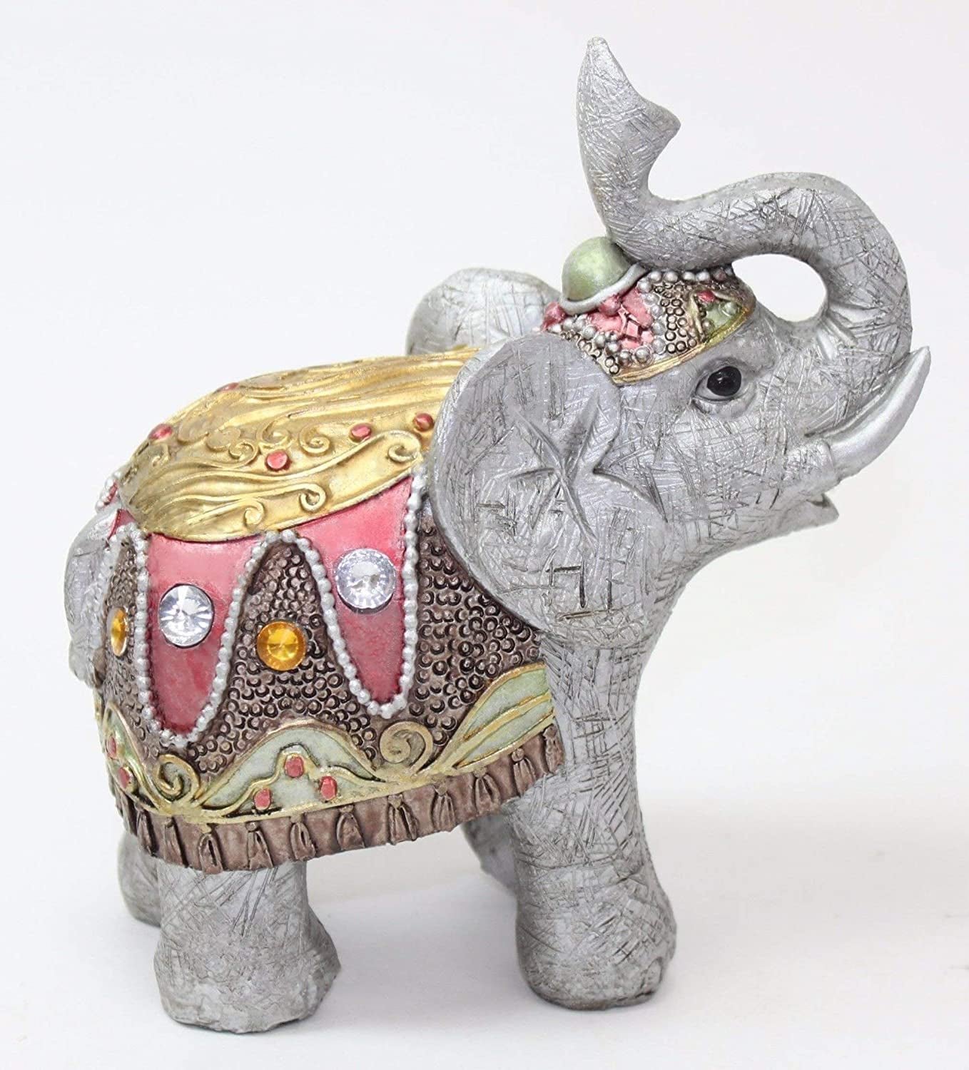 Feng Shui 4" Light Gray Elephant Figurine Wealth Lucky Figurine Gift & Home Decor