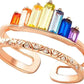 Rainbow Ring Double Band, Adjustable Wide Band Stacking Rainbow Rings for Women, Adjustable Opening