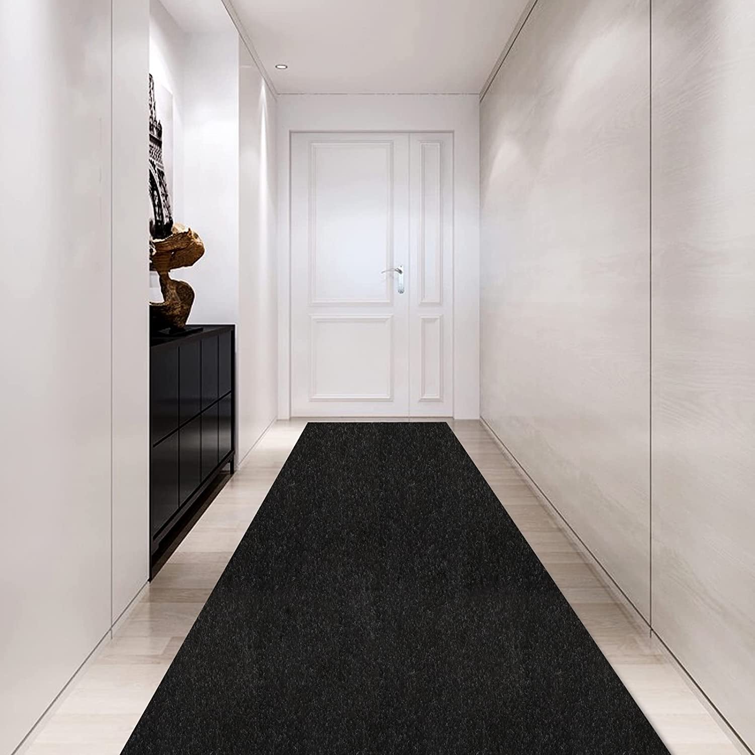 Custom Size Backed Non-Slip Area Rugs Runner, Easy Clean, Waterproof Runner Rugs for Hallway Entryway, Kitchen, Laundry, 2FT X 6FT, Black