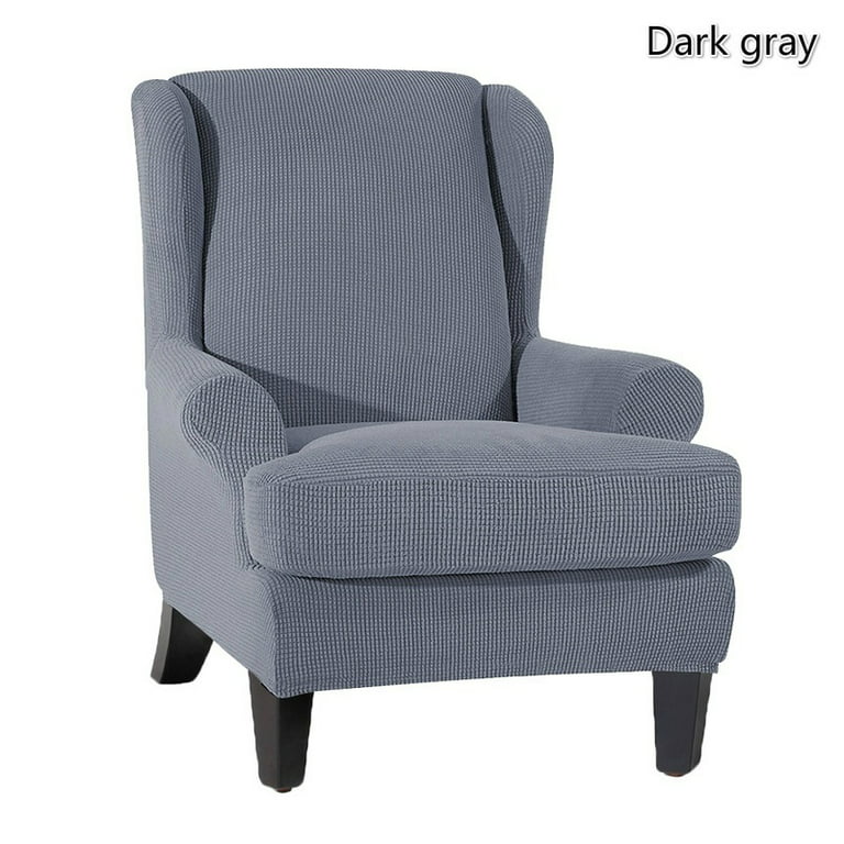 2-Piece Stretch Jacquard Spandex Fabric Wing Back Wingback Armchair Chair Slipcovers (Wing Chair)