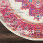 Passion Ivory/Fuchsia 4' X round Area Rug, Boho, Traditional, Easy Cleaning, Non Shedding, Bed Room, Living Room, Hallway, (4' Round)