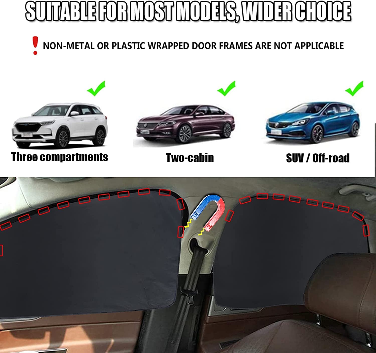 Car Window Shades - 4 Pcs Side Window Sun Shade Interior Sun Protection Curtains Magnetic Retractable Fordable Car Window Screen Auto Accessories