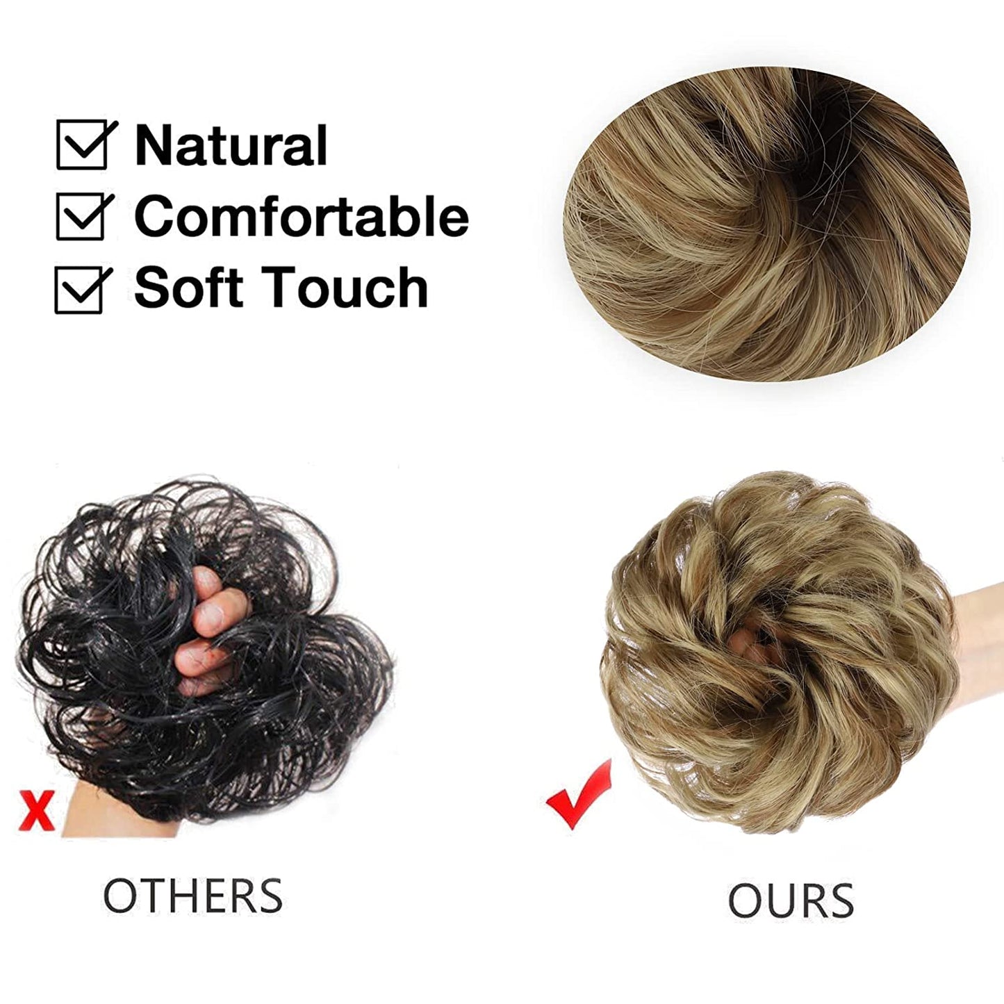 1PCS Messy Hair Bun Hair Scrunchies Extension Curly Wavy Messy Synthetic Chignon for Women Updo Hairpiece