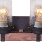 Farmhouse Wall Sconce Light Fixtures Wood Metal 2-Light Bathroom Vanity Lights over Mirror with Bubble Glass Shade for Bedroom,Kitchen,Living Room,Hallway W0019