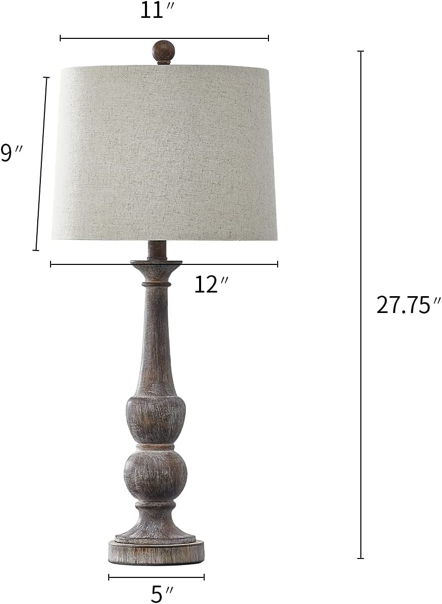 Table Lamp for Living Set of 2 USB Antique Retro 27.75“ Nightstand USB Lamp for Bedroom Rustic Table Lamp Vintage Style Bedside Traditional Table Lamp Brown
