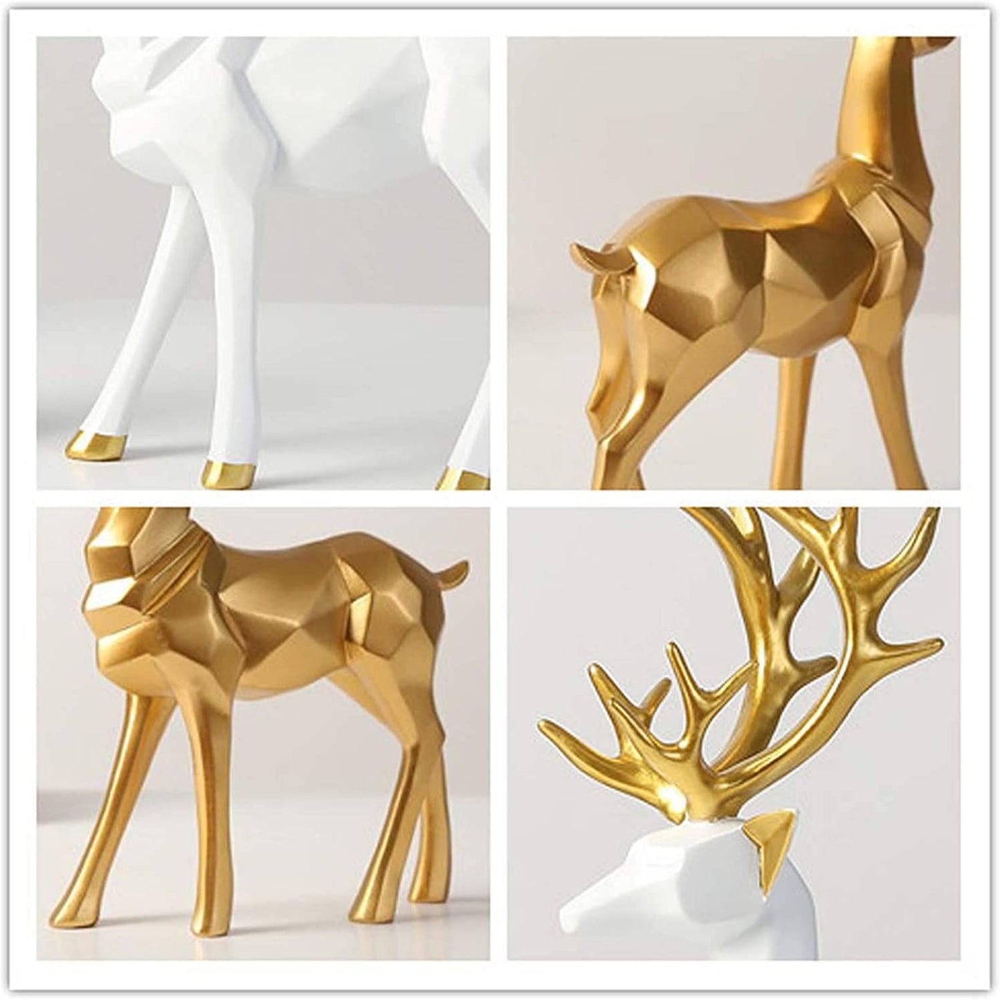 Nordic Style Origami Elk,Resin Sitting Standing Deer Statues, Creative Craft Reindeer Figurines, Ornaments Living Room TV Cabinet Wine Cabinet Gifts for Home Decoration One Pair (Golden)