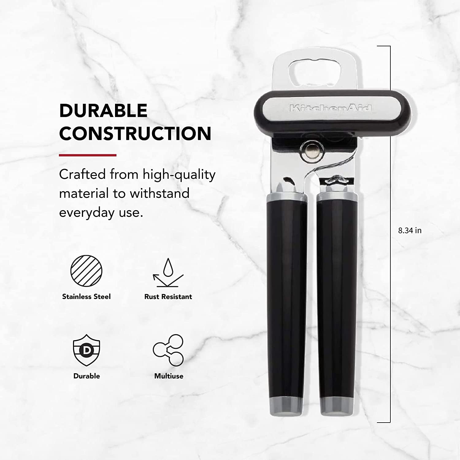 Kitchenaid Classic Multifunction Can Opener / Bottle Opener, 8.34-Inch, Black