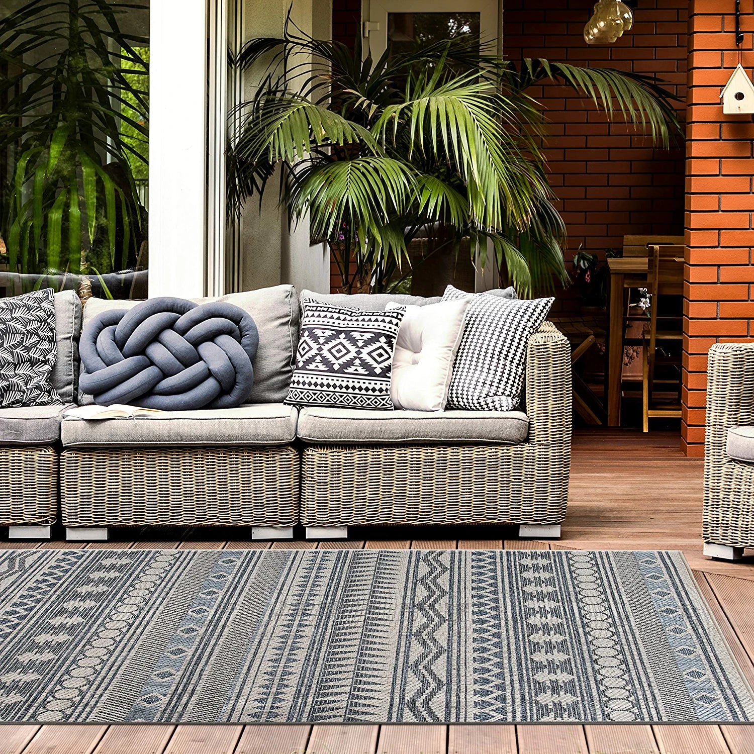 Bohemian Easy Cleaning for Patio Rugs,Deck Rugs,Balcony Rugs Indoor/Outdoor Area Rug 5' X 7' Cream