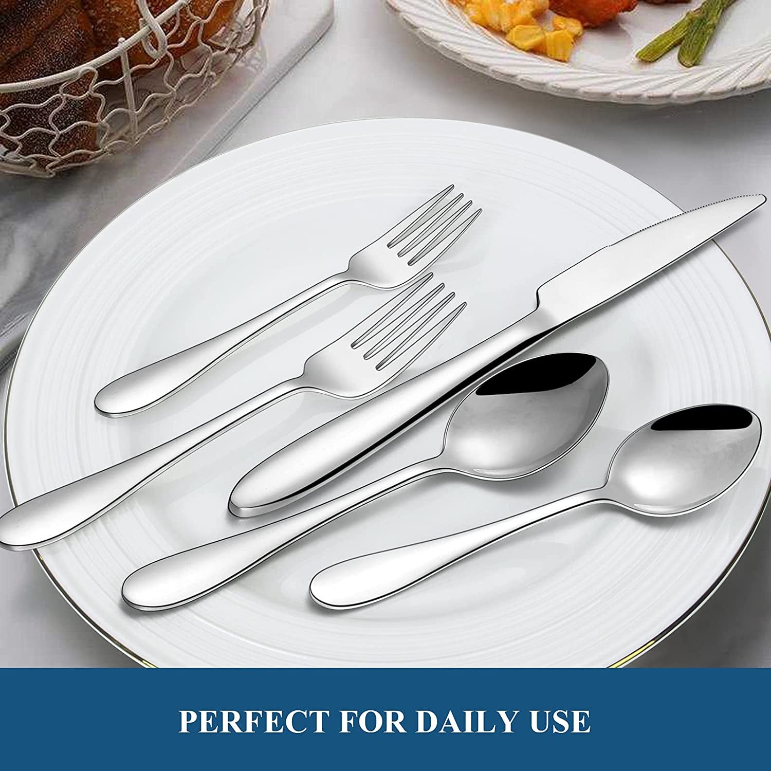 30-Piece Silverware Set,  Stainless Steel Flatware Set Service for 6, Tableware Cutlery Set for Home Kitchen Hotel Restaurant, Mirror Polished, Dishwasher Safe