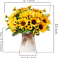 Fall Artificial Flowers in Ceramics Vase, Silk Flower Arrangements, Faux Sunflowers Bouquets with Vase for Desktop Decoration (Ripple Ceramic Sunflower)