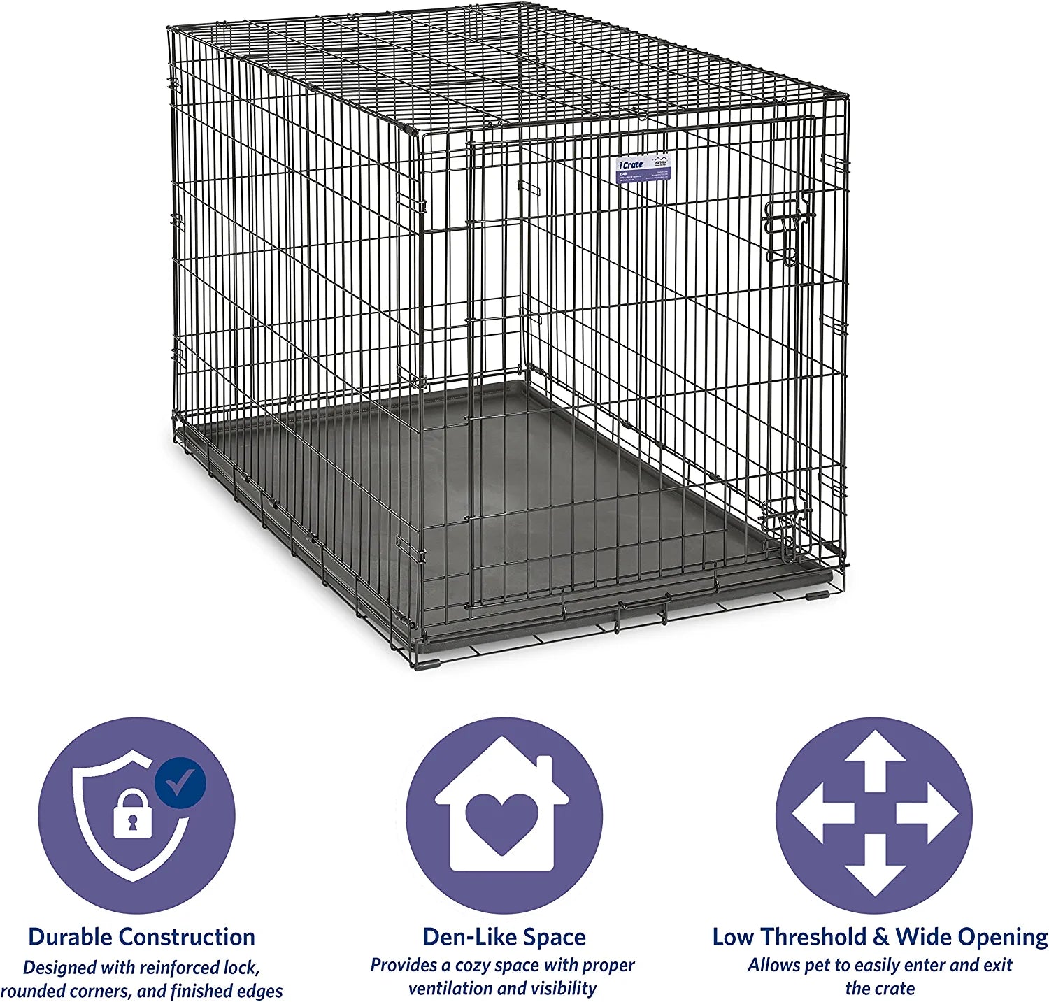 Newly Enhanced Single & Double Door Icrate Dog Crate, Includes Leak-Proof Pan, Floor Protecting Feet, Divider Panel & New Patented Features