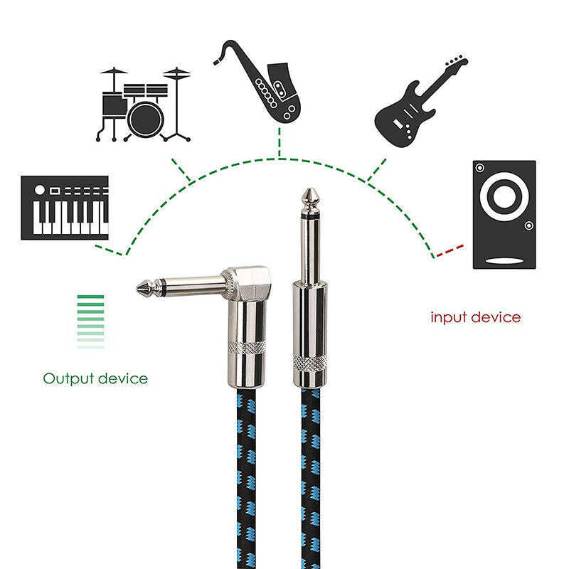 NEW 10Ft NOISELESS Electric Guitar Bass Cable Pedal AMP Cord 1/4" USA KEYBOARD