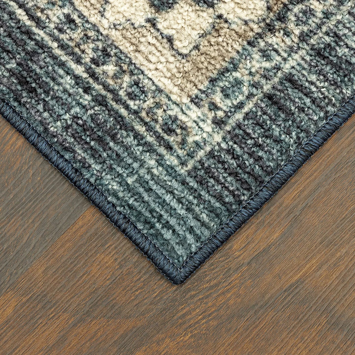 Maples Rugs Ava Traditional Tapestry Hallway Entryway Runner Non Skid Runner Rug [Made in USA], Persian Blue, 2' X 6'