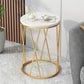 Faux Marble Side Table X-Shape Round End Table Modern Small Accent Home Decor for Living Room Black/White