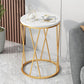 Faux Marble Side Table X-Shape Round End Table Modern Small Accent Home Decor for Living Room Black/White