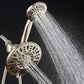 Aquadance 7" Premium High Pressure 3-Way Rainfall Combo with Stainless Steel Hose – Enjoy Luxurious 6-Setting Rain Shower Head and Hand Held Shower Separately or Together – Brushed Nickel Finish