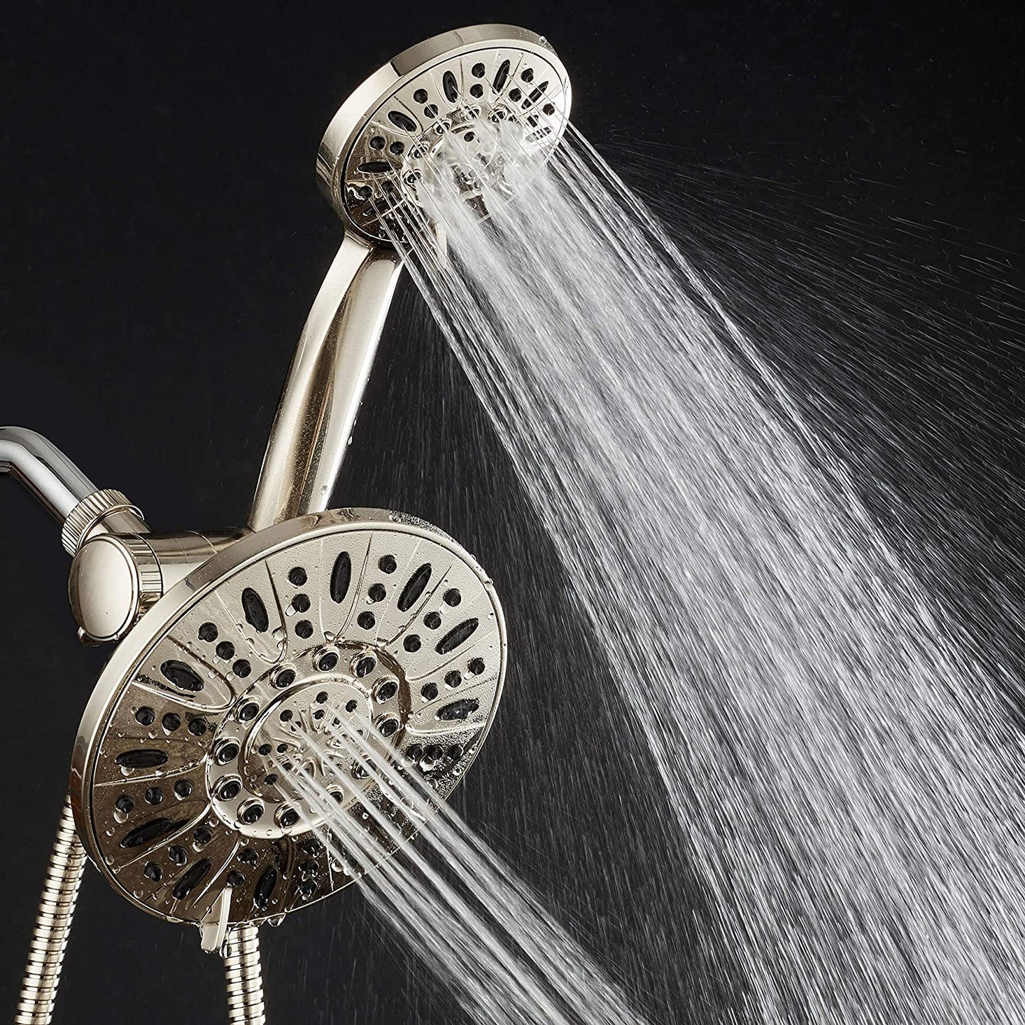 Aquadance 7" Premium High Pressure 3-Way Rainfall Combo with Stainless Steel Hose – Enjoy Luxurious 6-Setting Rain Shower Head and Hand Held Shower Separately or Together – Brushed Nickel Finish