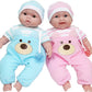 Twins 13" Realistic Soft Body Baby Dolls | JC Toys - Berenguer Boutique | Twins Gift Set with Removable Outfits and Accessories | Pink and Blue | Caucasian | Ages 2+