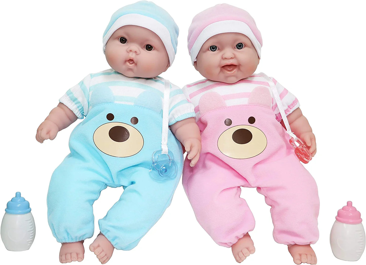 Twins 13" Realistic Soft Body Baby Dolls | JC Toys - Berenguer Boutique | Twins Gift Set with Removable Outfits and Accessories | Pink and Blue | Caucasian | Ages 2+