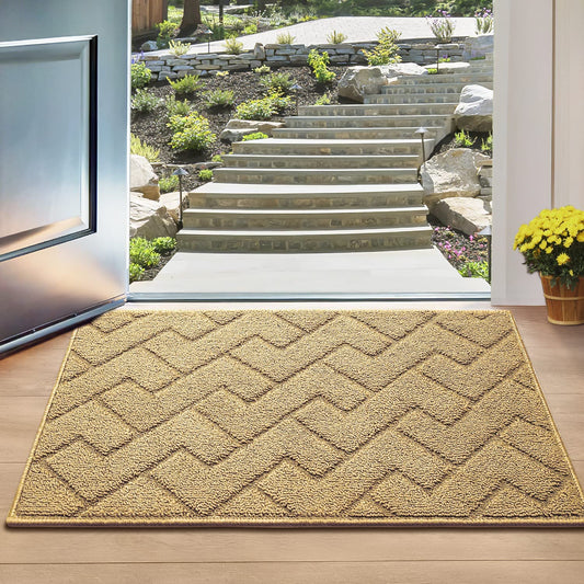 Indoor Doormat, Front Back Door Mat Rubber Backing Non Slip Door Mats 20”X31.5” Absorbent Resist Dirt Entrance Doormat inside Floor Mats for Entryway Machine Washable Low-Profile (Brown)