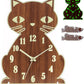 Night Light Wall Clock - Cat Wall Clocks Glow in Dark, Silent Non-Ticking Wood Clocks Battery Operated, Rustic Farmhouse Modern Clock Decorative for Kitchen Living Room Bedroom (12 Inch)
