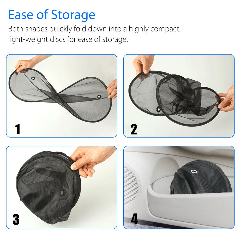 2Pcs Car Rear Side Window Sun Visor, Car Front Window Shade, Baby Window Sun Shades, Sun Glare UV Rays Protection, Mesh Back Window Visor Fit for Vehicle, Truck, SUV, Auto