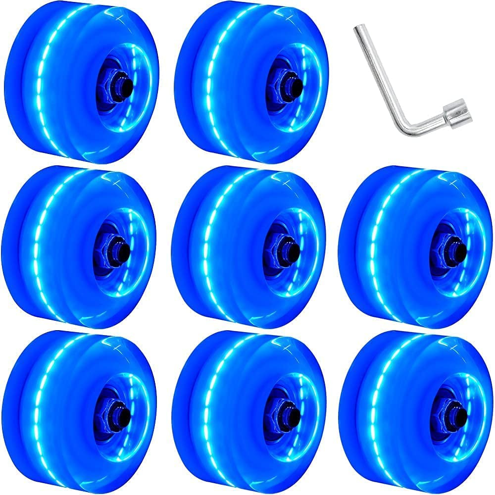 8 Pack 78A Light up Roller Skate Wheels 32 X 58Mm, Luminous Skate Wheels with Bearings Installed for Indoor or Outdoor Double Row Skating and Skateboard Accessories