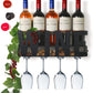 SODUKU Wall Mounted Metal Wine Rack 4 Long Stem Glass Holder & Wine Cork Storage Wine