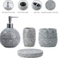 Bathroom Accessory Set, Bath Accessories Set 4-Piece Ceramic Embossed Bath Countertop Set with Soap Dish, Soap & Lotion Dispenser, Cup, Divided Toothbrush Holder ,Grey