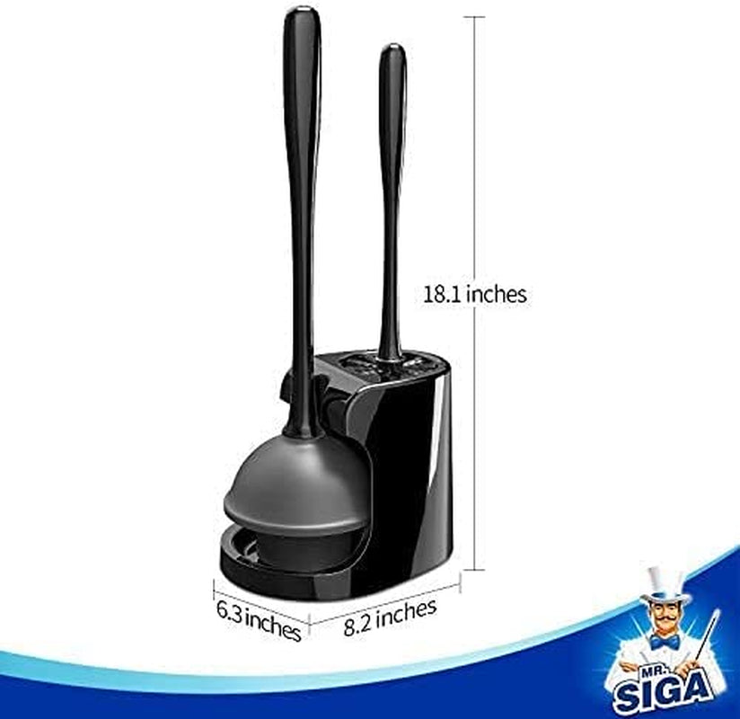 Toilet Plunger and Bowl Brush Combo for Bathroom Cleaning, Black, 1 Set