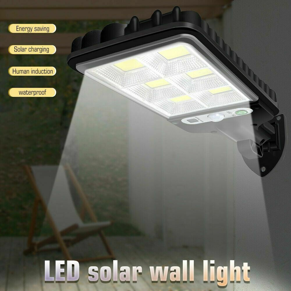 1200W LED Solar Flood Light Motion Sensor Security Wall Street Yard Outdoor Lamp