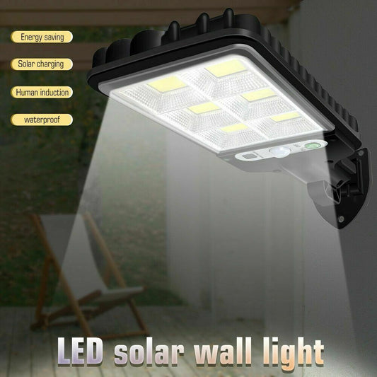 1200W LED Solar Flood Light Motion Sensor Security Wall Street Yard Outdoor Lamp
