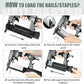 Pneumatic Brad Nailer,  2 in 1 Nail Gun Staple Gun Fires 18 Gauge 2 Inch Brad Nails and Crown 1-5/8 Inch Staples with Carrying Case and Safety Glasses