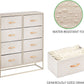 Wide Modern 8-Drawer Dresser Storage Unit, Sturdy Steel Frame, Wood Top, Easy-Pull Wood Handles/Fabric Bins, Organizer for Bedroom, Hallway, Entryway, Closet, Margo Collection, Cream/Gold