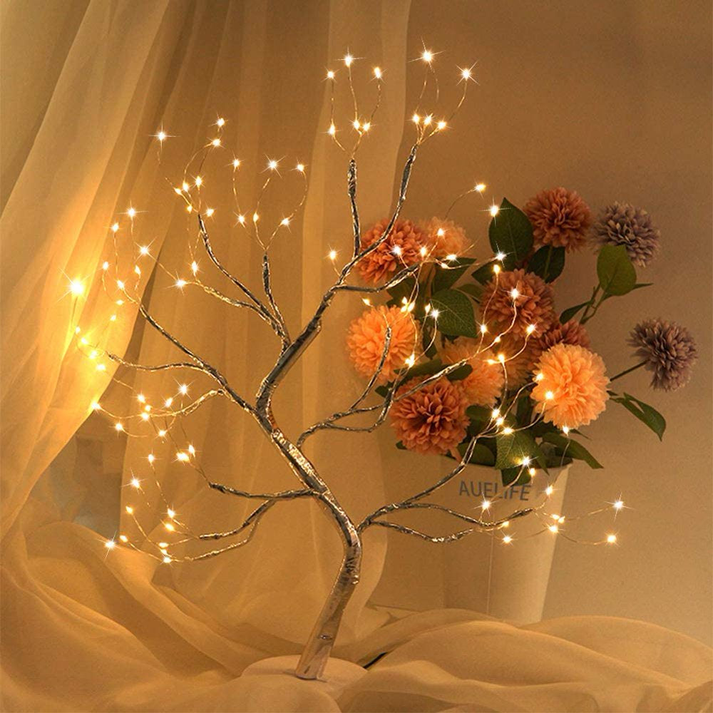 20" 108 Leds Tabletop Bonsai Tree Light-Fairy Light Spirit Tree Lamp, Lighted Artificial Christmas Tree Light for Decoration inside Aesthetic Room Home Bedroom Night Light Decor, USB /Battery Powered
