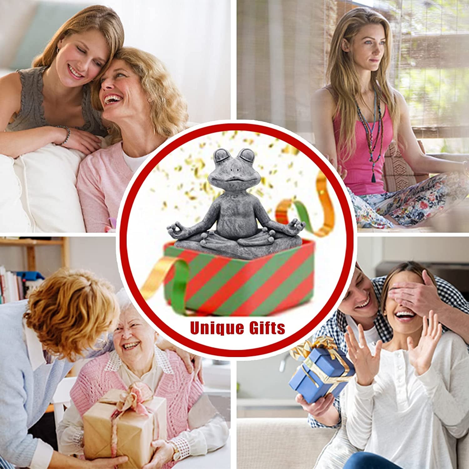 Goodeco 12.5" L×10" H Meditating Yoga Frog Statue - Women Gifts for Christmas, Zen Garden Frog Figurines for Home and Garden Decor, Frog Decorations Gift Ideas, Frog Gifts for Women