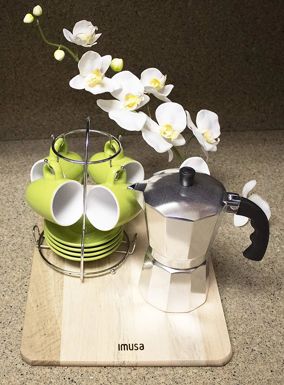 B120-42V Aluminum Espresso Stovetop Coffeemaker 3-Cup, Silver