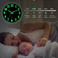 Modern Night Light Wall Clock, 12 Inch Silent Non-Ticking Quartz Wall Clocks, Large Luminous Function Numbers and Hands, Battery Operated Decorative Wall Clock for Office, Kitchen, Living Room