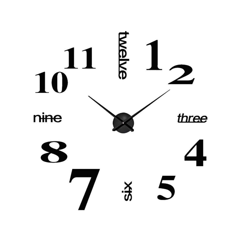Modern DIY Analog 3D Mirror Surface Large Number Wall Clock Sticker Home Decor