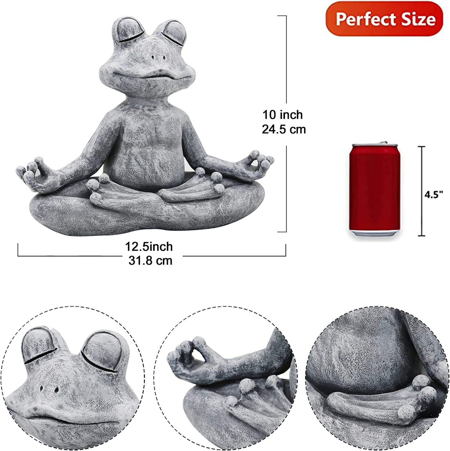 Goodeco 12.5" L×10" H Meditating Yoga Frog Statue - Women Gifts for Christmas, Zen Garden Frog Figurines for Home and Garden Decor, Frog Decorations Gift Ideas, Frog Gifts for Women