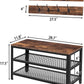 Coat Rack Shoe Bench, Hall Tree Entryway Storage Bench, Shoe Rack Organizer with Coat Hooks, 3-In-1 Design, Wood Furniture with Metal Frame, Rustic Brown and Black BF17MT01