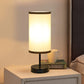 Bedside Lamp with 2 USB Ports,  3-Way Dimmable Touch Control Table Lamp for Bedroom, Nightstand Lamp with round White Fabric Shade for Living Room Home Office (E26 LED Bulb Included)