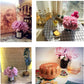 ,Artificial Flowers with Vase, Fake Peony Flowers in Gray Vase,Faux Flower Arrangements for Home Decor,Light Lilac ,Small